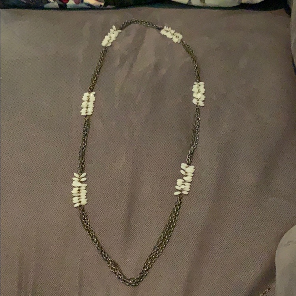 Pewter necklace with white beads
